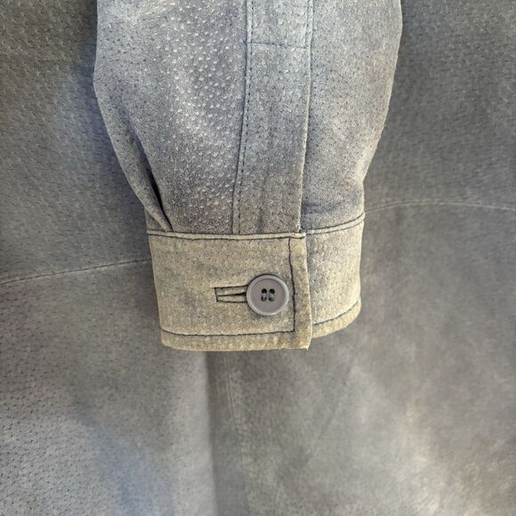 Bagadette 100% Suede Leather Shirt Jacket Women S Periwinkle Blue Button Down - Picture 8 of 10